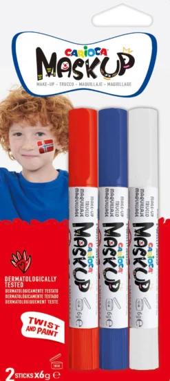 Ansiktsmaling Carioca norske flagg 3 stk