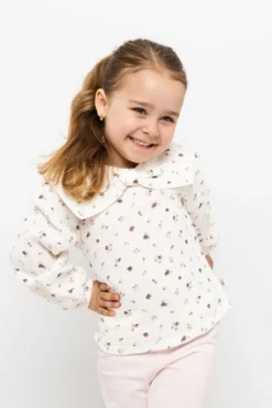 Bluse blomstret i musselin