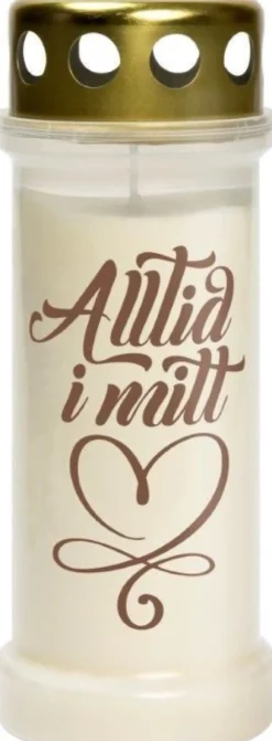 Gravlys med gulltekst