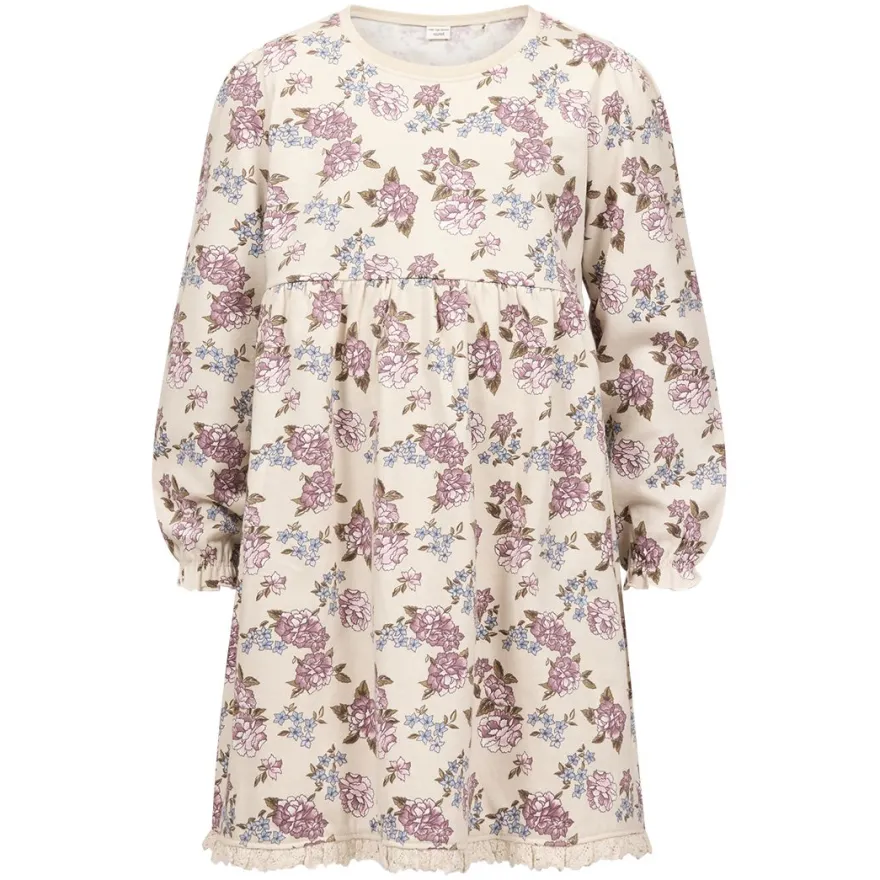 Kjole blomster med blondekant