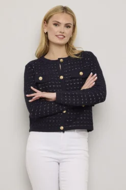 Kort strikkejakke med knapper Sofia
