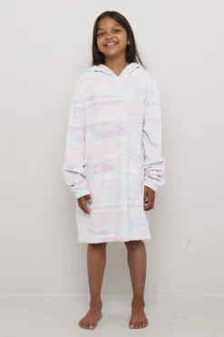 Lang hettegenser i fleece Rainbow