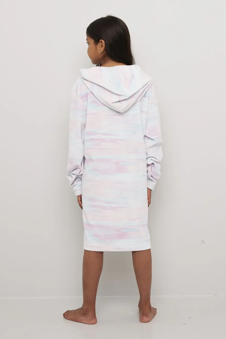 Lang hettegenser i fleece Rainbow