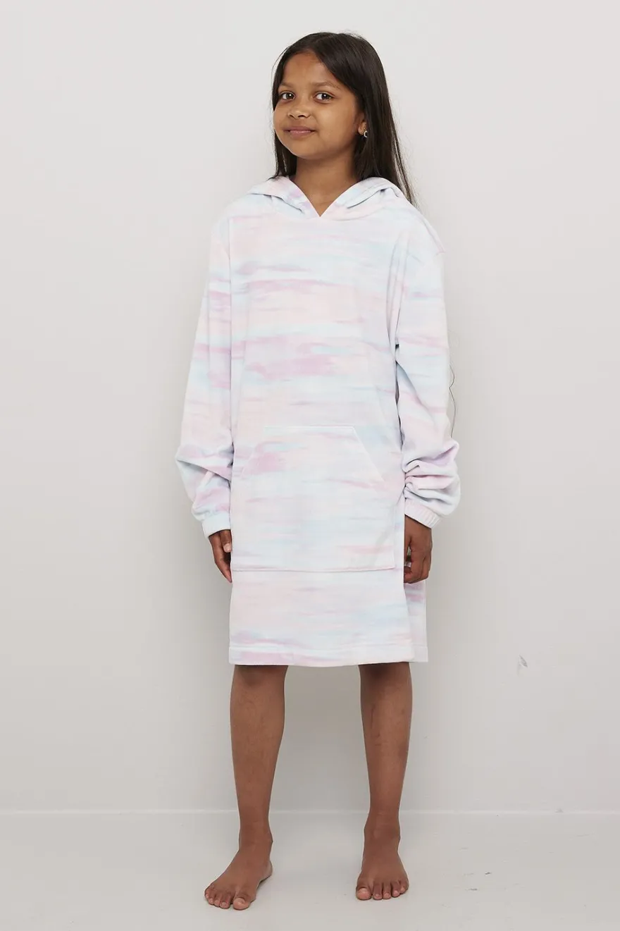 Lang hettegenser i fleece Rainbow