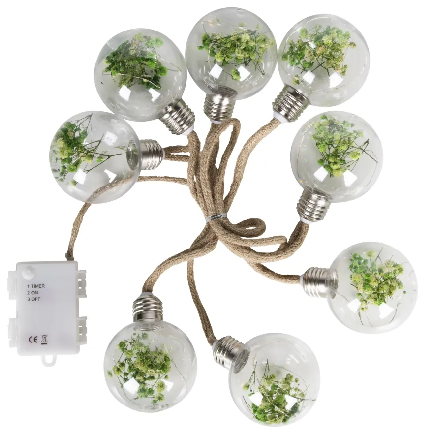 Lyslenke med pærer med blomsterdekor og timer