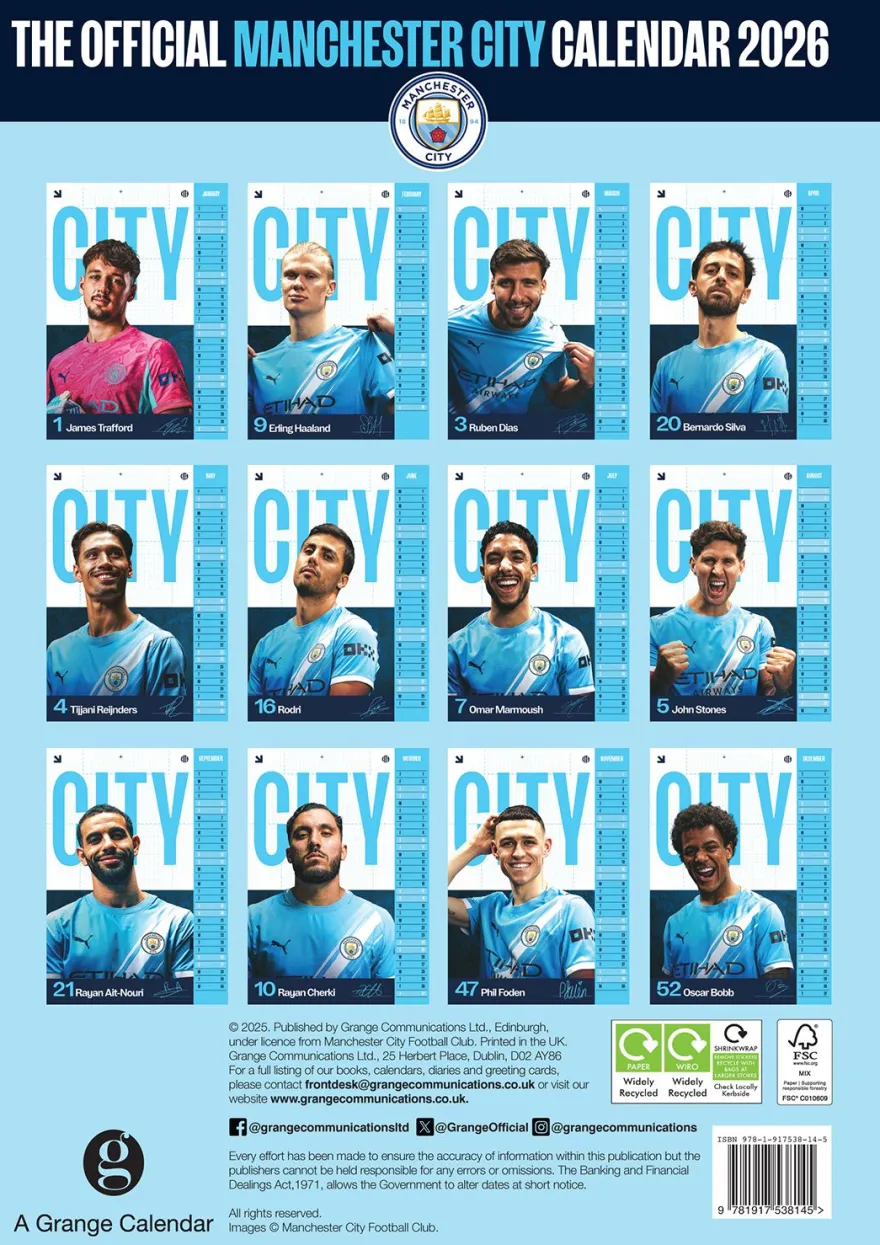 Manchester City FC 2026 A3 kalender
