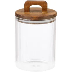 Oppbevaringskrukke med akasialokk 10x17cm