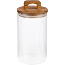 Oppbevaringskrukke med akasialokk 10x21cm