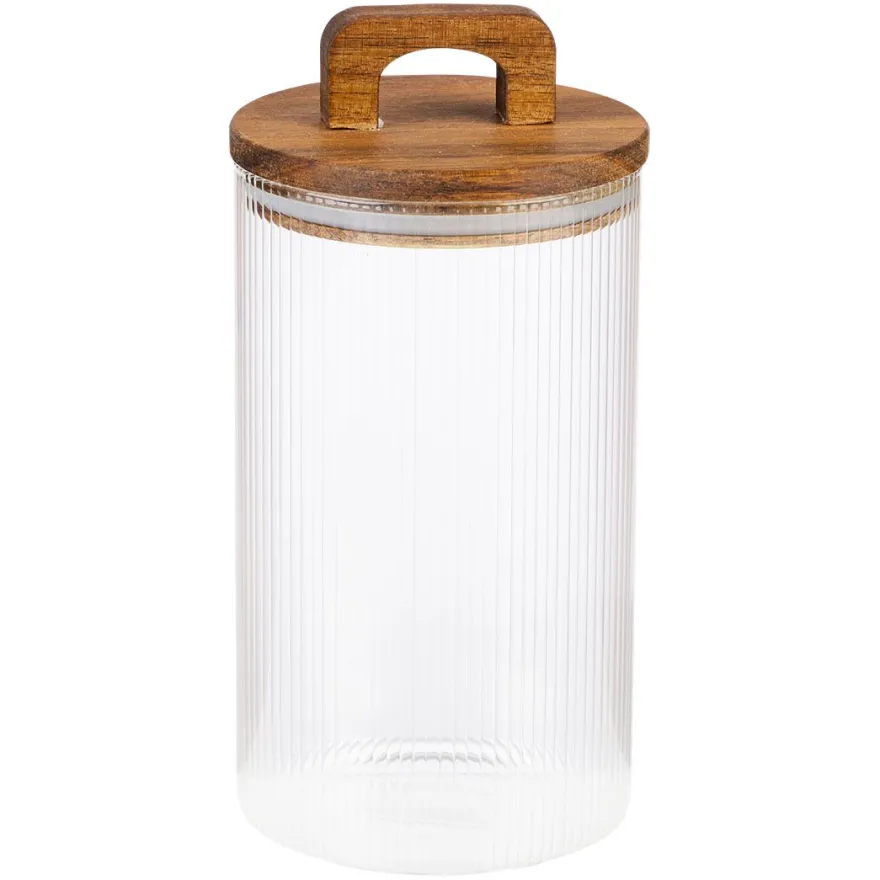 Oppbevaringskrukke med akasialokk 10x21cm