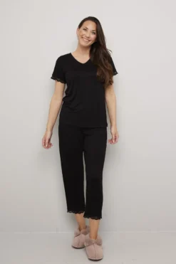 Pyjamas med korte ermer og trekvart bukse Lace