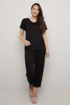 Pyjamas med korte ermer og trekvart bukse Lace
