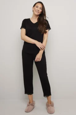 Pyjamas med korte ermer og trekvart bukse Lace