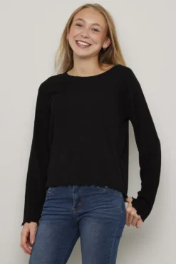 Ribbestrikket genser cropped Mira