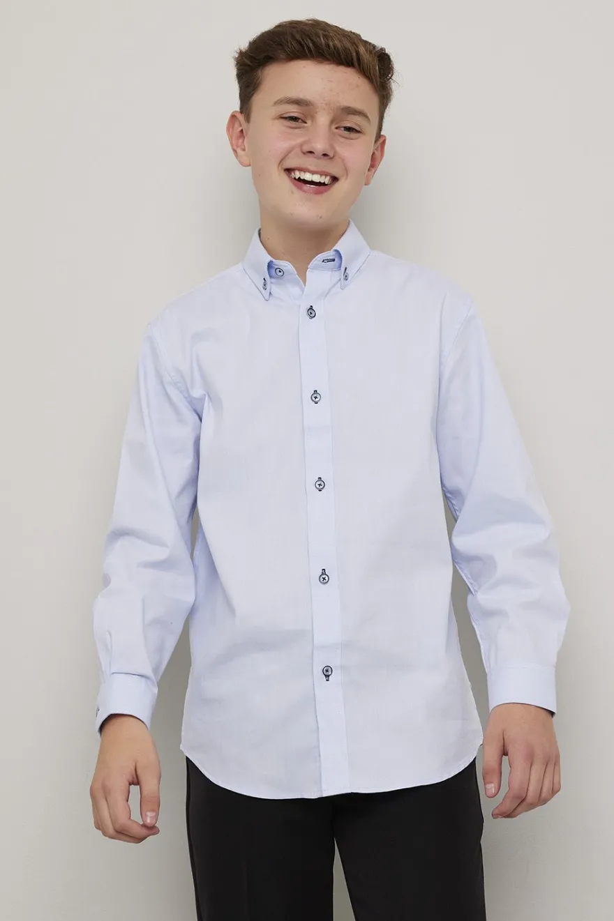 Skjorte easy care med button down krage og kontrast