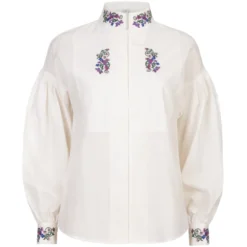 Skjorte festdrakt lin med broderi Anna