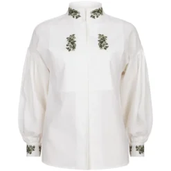 Skjorte festdrakt lin med broderi Anna