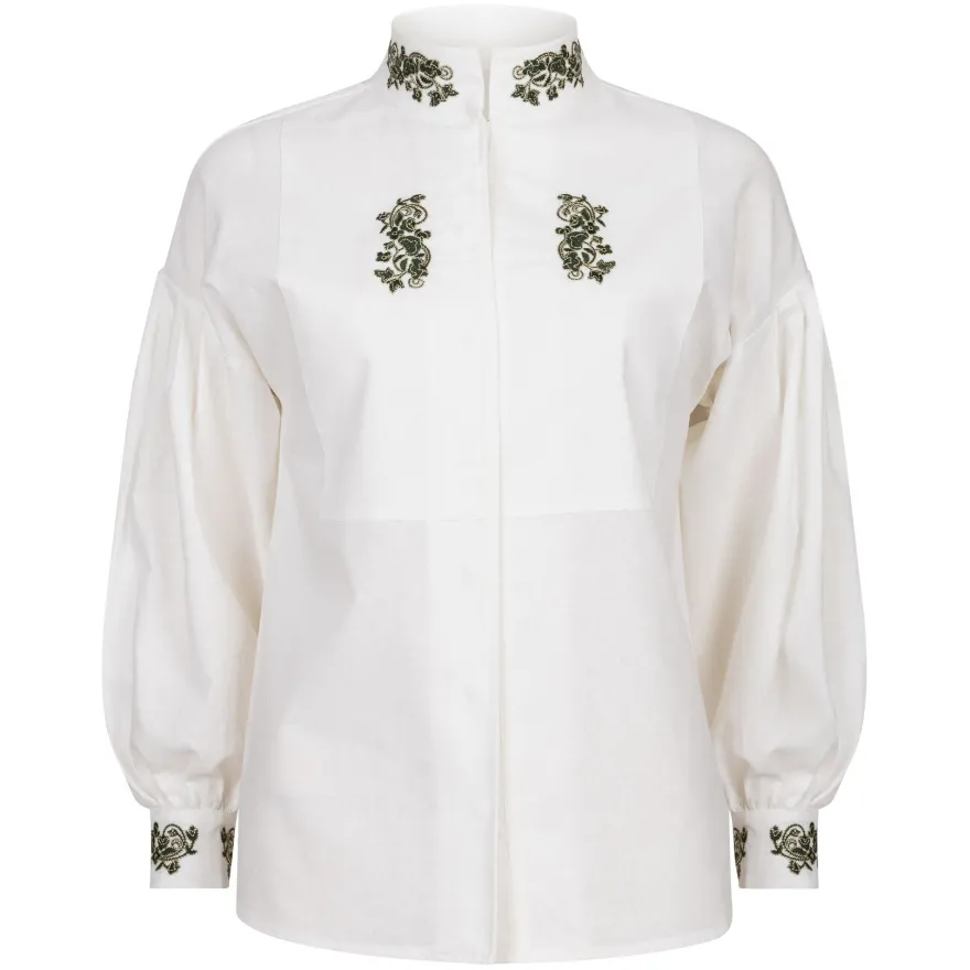Skjorte festdrakt lin med broderi Anna