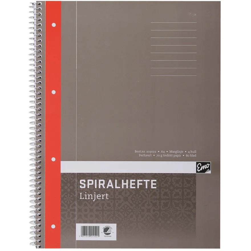 Spiralhefte EMO A4 70g 80 blad linjer