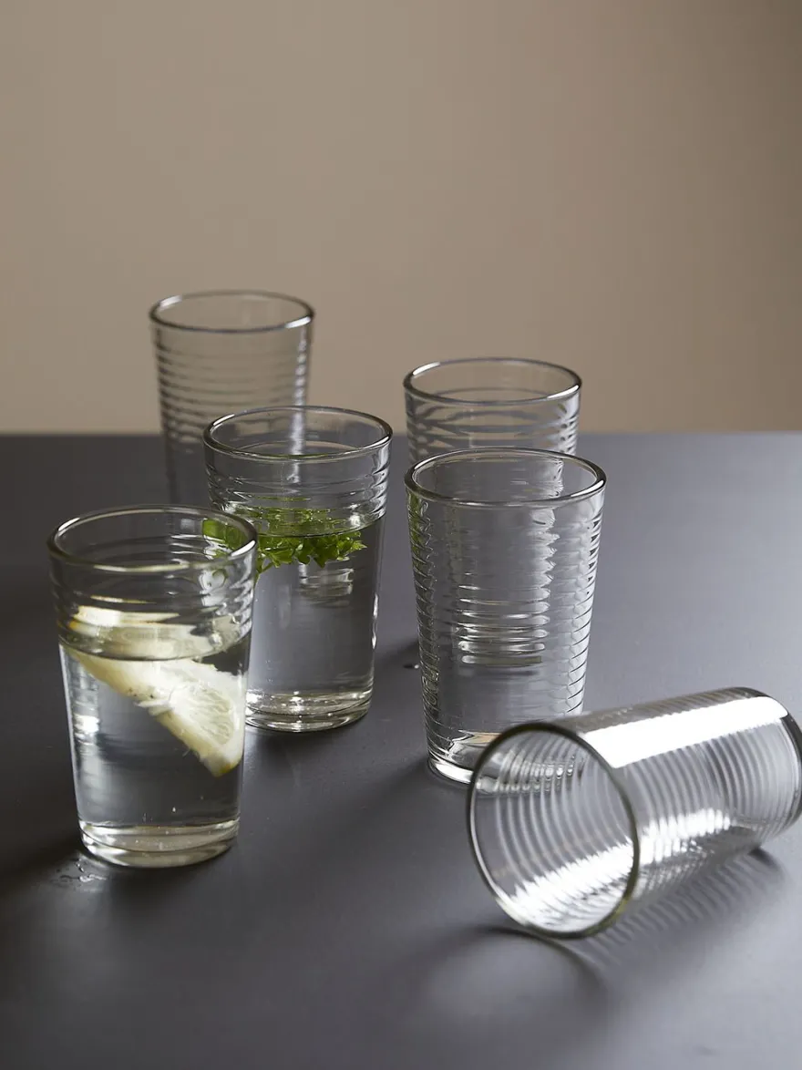 Vannglass 6pk rilllet 10,5 cm